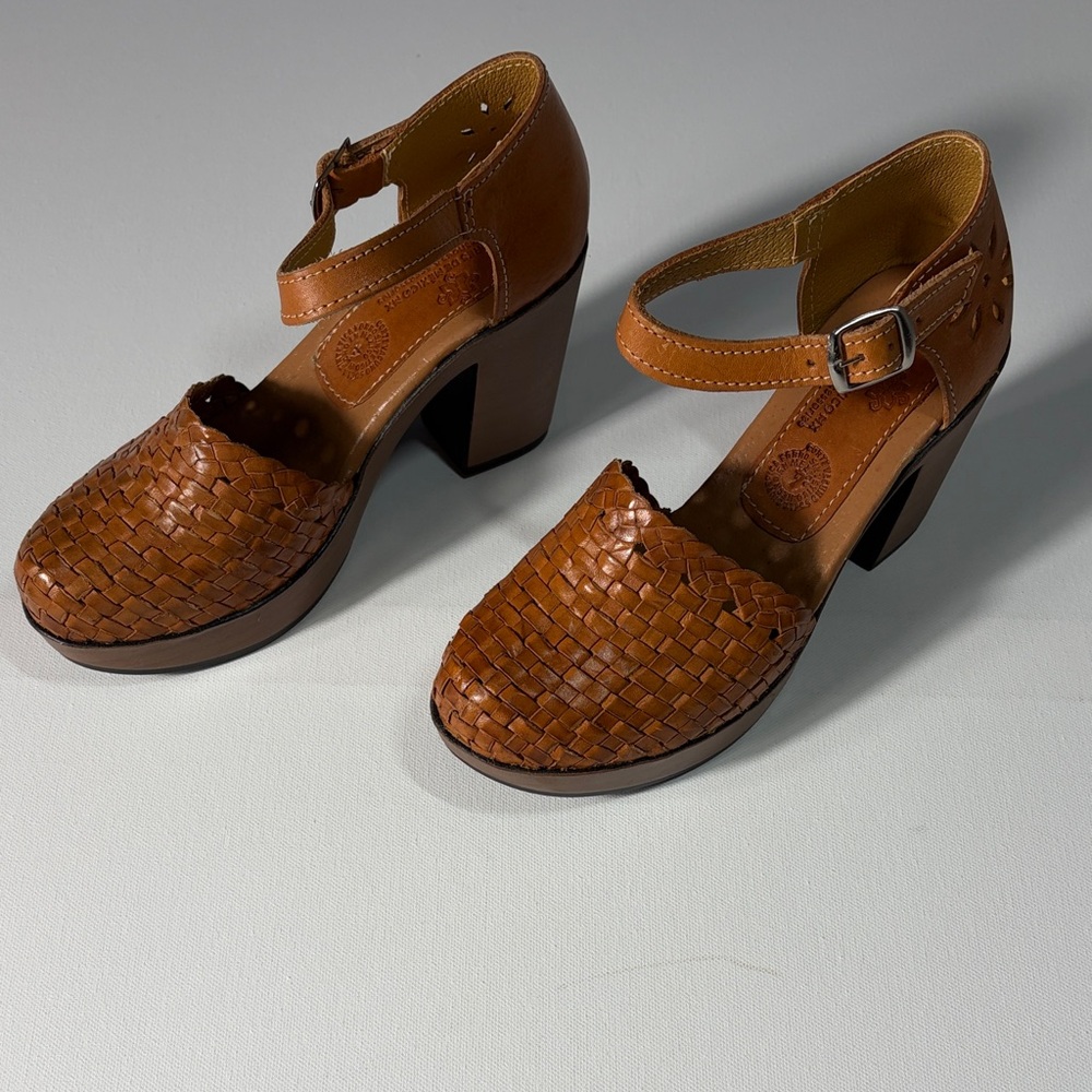 Color Siete Leguas Woven Leather Huarache Mary Jane Shoes Brown Size 4 - Picture 2 of 6
